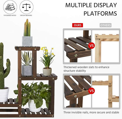 Tiered Wooden Plant Stand Corner Flower Pot Holder Multi Level Planter Display - Image 5