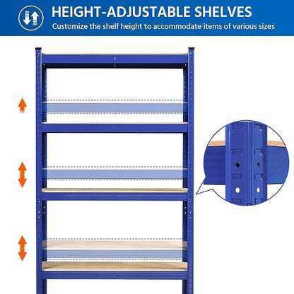 Yaheetech 5-Tier Heavy Duty Storage Shelves 35.5" W x 12" D x 71" H Blue | - Image 4