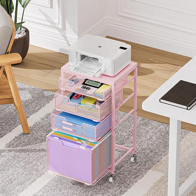 Sbanmao 4 Drawer Rolling File Cart Under Desk Storage, File Cabinets - Image 2