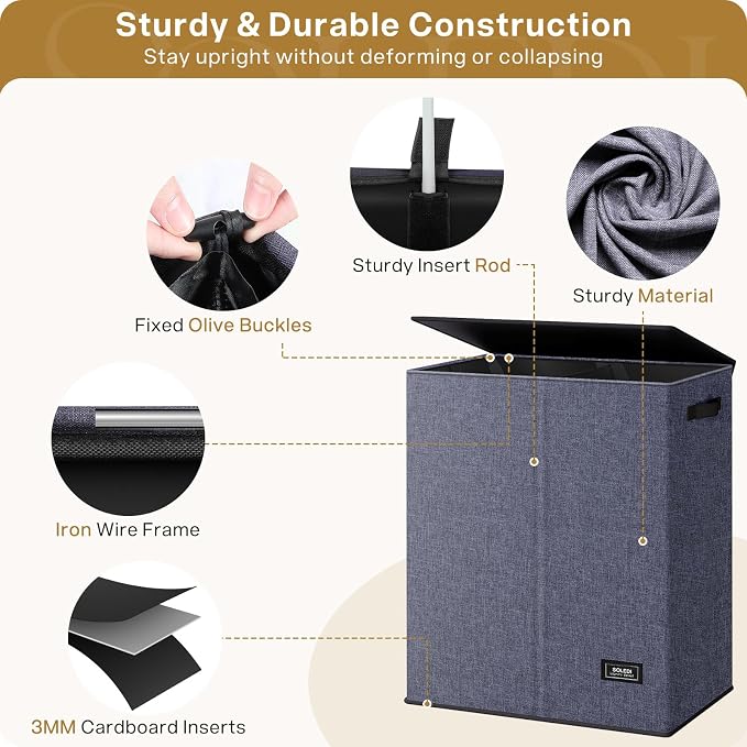 SOLEDI Large Double Laundry Hamper - Image 5