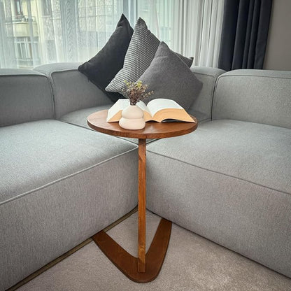 C-Shaped Handmade Solid Wood End Table, Side Table - Image 4
