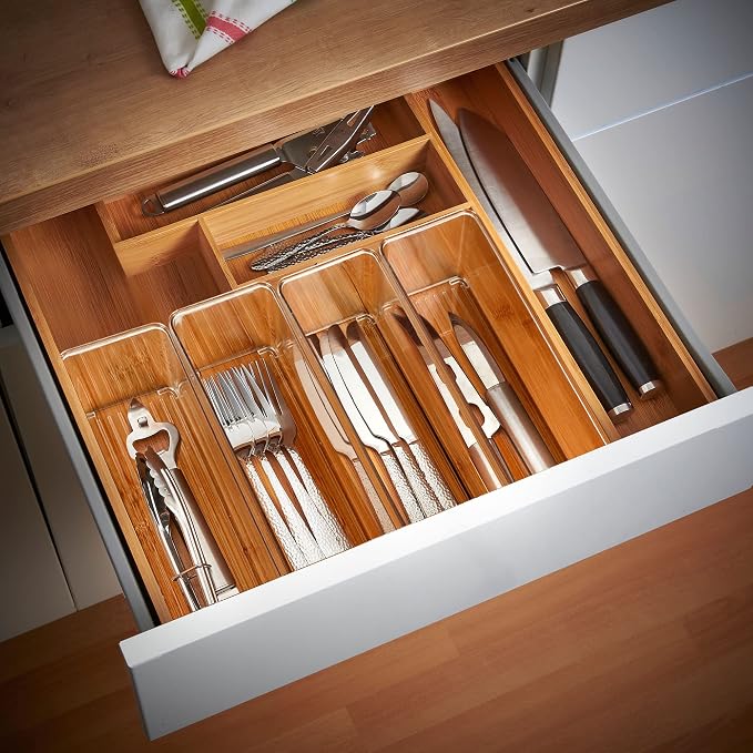 Qilinba 8 PACK Drawer Organizers Deep Drawer Organizer Bins Silverware - Image 8
