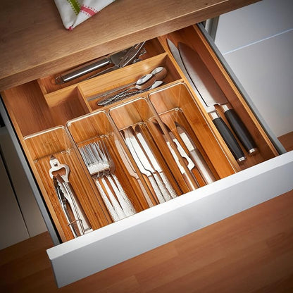 Qilinba 8 PACK Drawer Organizers Deep Drawer Organizer Bins Silverware - Image 8