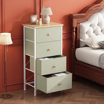 DUMOS Nightstand with 4 Drawers, Bedside Table with Removable Fabric Bins - Image 6