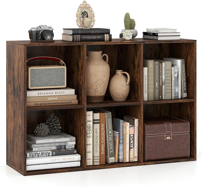 Giantex 6-Cube Bookcase, 3-Tier Cubby Bookshelf, Horizontal Vertical Display by Giantex
