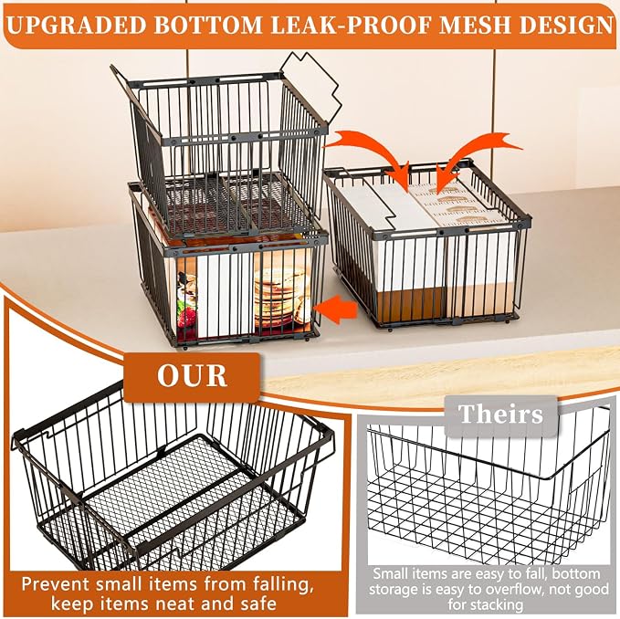 Large Freezer Organizer Bins，Upgraded Bottom Leak-Proof net，Fit 5 to 9 Cu Ft - Image 2