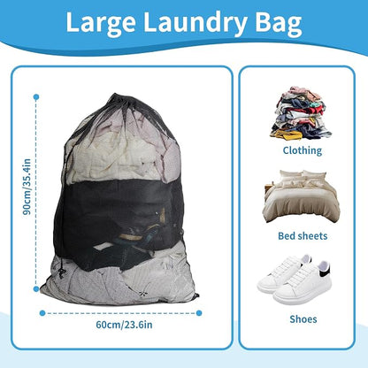 2 Pack Mesh Laundry Bags, 24 x 35 Inches Heavy Duty Drawstring Dirty Clothes Bag - Image 4