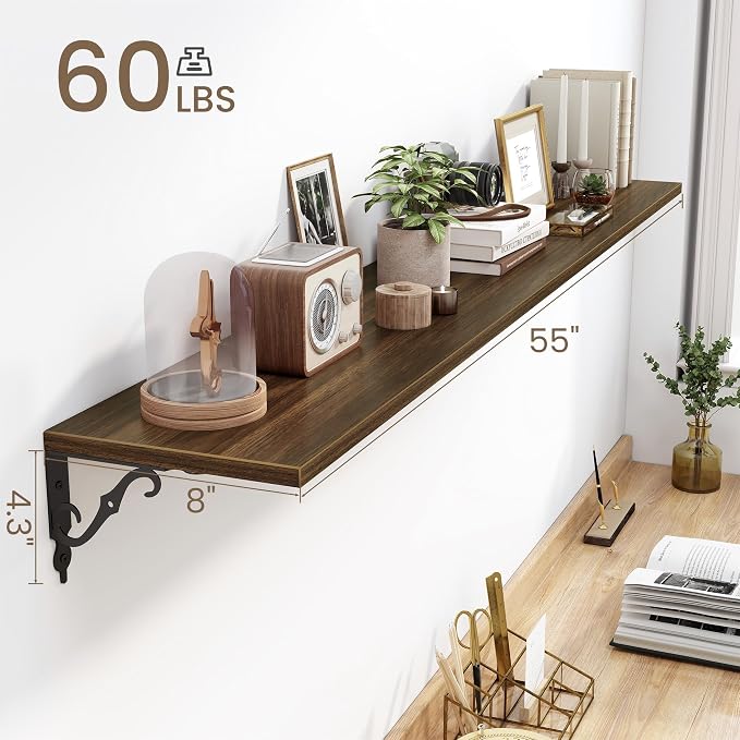 Fun Memories 55 Inch Floating Shelves, Long Floating Shelves Wall-Mounted - Image 3