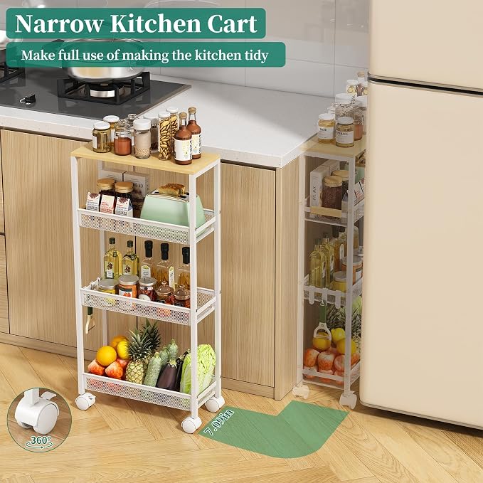 TIPGO Utility Slim Storage Cart, 4 Tier Rolling Cart - Image 4
