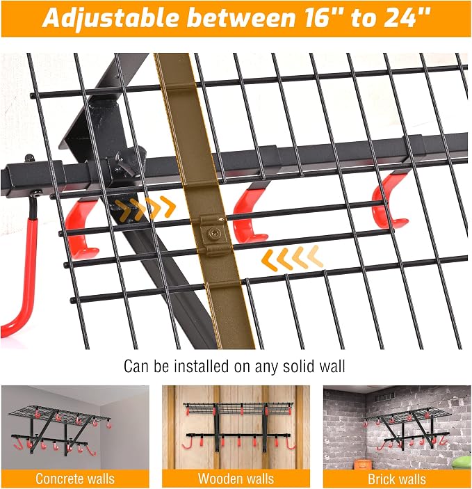 PLKOW Garage Wall Shelving Includes Bike Hooks, Sturdy Adjustable Garage - Image 4