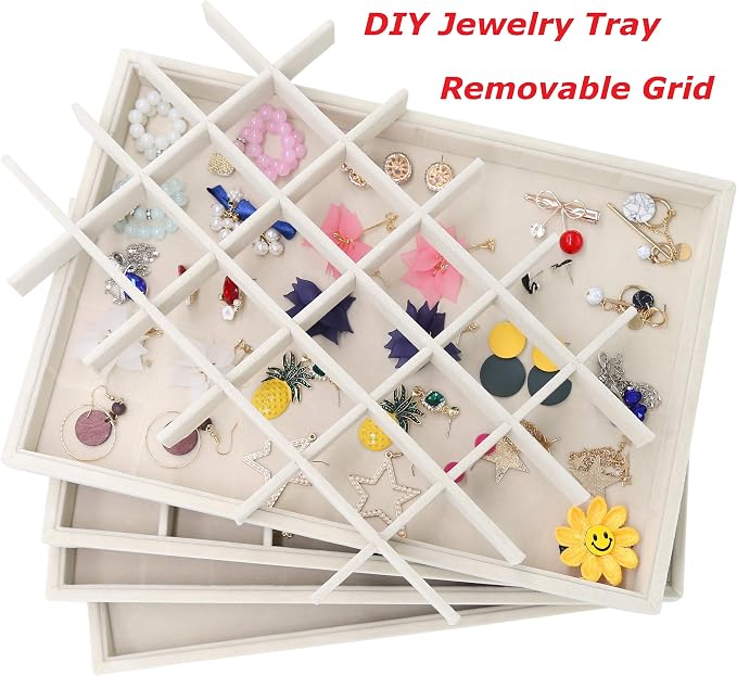 Stratalife 30 Grid Jewelry Organizer Tray, Stackable Drawer Earring Organizer - Image 3