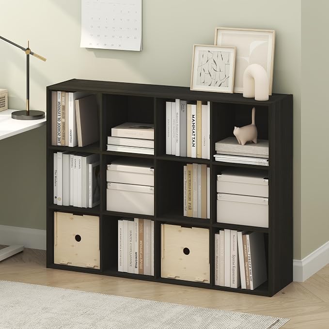 Furinno PELLI Book Shelf, 12-Cube Bookshelf, Cube Storage Organizer Bookcase by Furinno-FitsYourSpaceFitsYourBudget