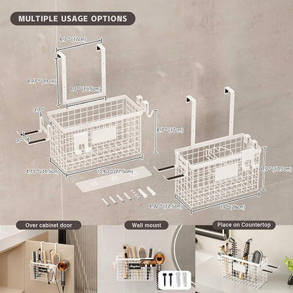 Hair Dryer Holder Cabinet Door 3-in-1 Adhesive Hair Tool Organizer Wall Mounted - Image 5