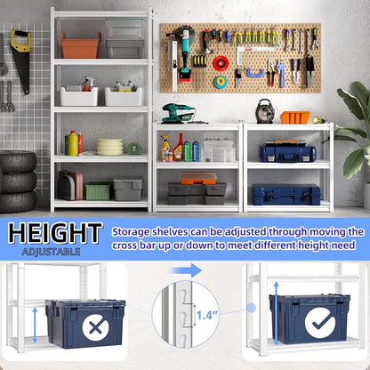 5 Tier Metal Storage Shelves Adjustable Garage Shelving, Heavy Duty Industrial - Image 3
