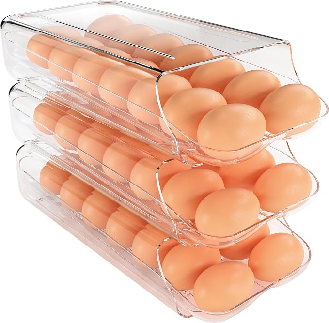 theaoo Egg Holder for Fridge, Automatic Rolling Egg Container for Refrigerator by theaoo