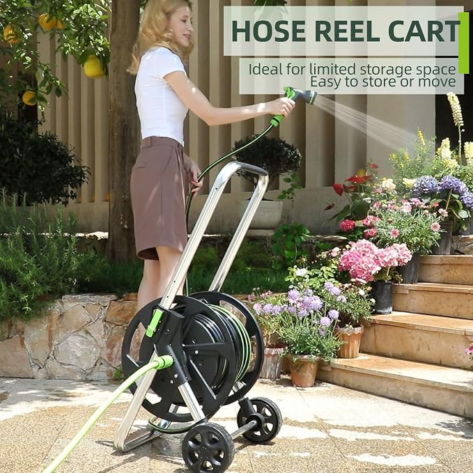 Garden Hose Reel Cart, Holds 75-150 Feet of 5/8-Inch Hose, Portable Hose Reel - Image 2