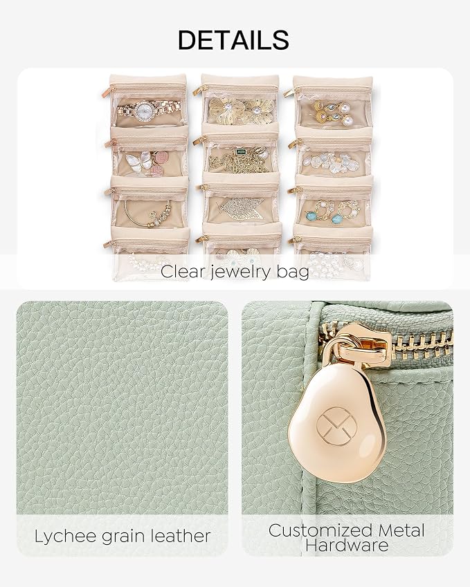 Vlando Jewelry Organizer with 12 Velvet Jewelry Bags Travel Jewelry Case - Image 3