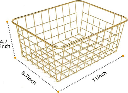 Wire Baskets for Storage Pantry, 4 Pack, 11 x 8.7 x 4.7 in, Metal Bin - Image 3