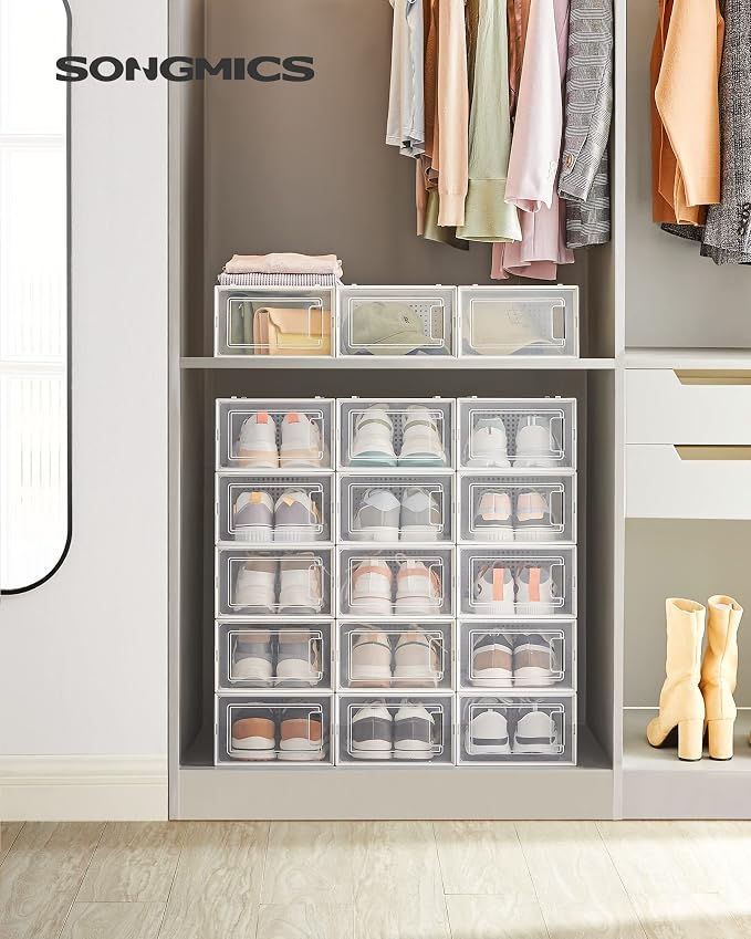SONGMICS Shoe Boxes, Stackable Clear Plastic Boxes - Image 2
