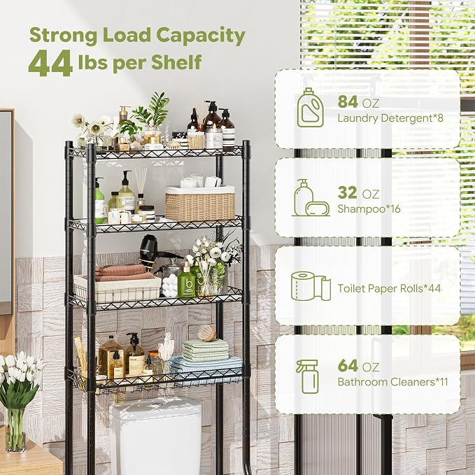 Simple Trending 4 Tier Over The Toilet Storage Rack, Bathroom Organizers and - Image 8