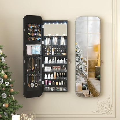 Vlsrka 47.2" LED Mirror Jewelry Cabinet, Wall/Door Mounted Full Length Mirror - Image 9