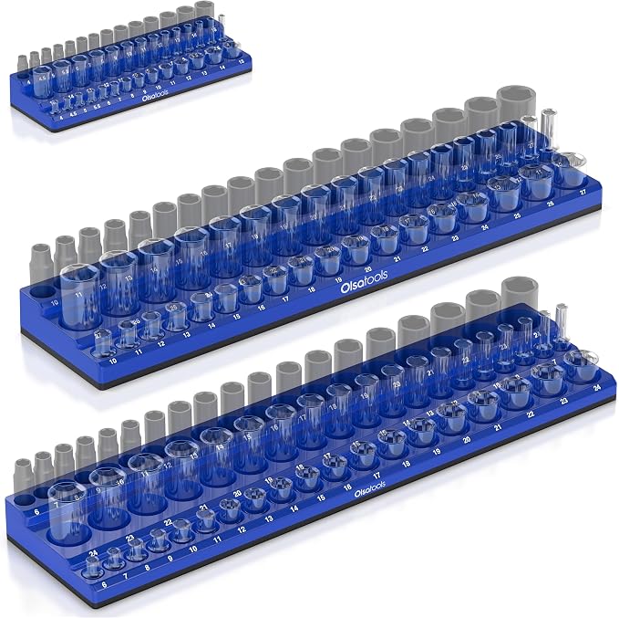 Olsa Tools 3-Row Magnetic Socket Organizer by OlsaTools