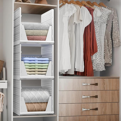 Sorbus Stackable Shelf Organizer Baskets – Plastic Closet Organizer - Image 3
