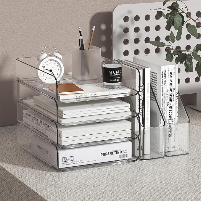 4-Tier Brown Acrylic Paper Tray Organizer - Image 2
