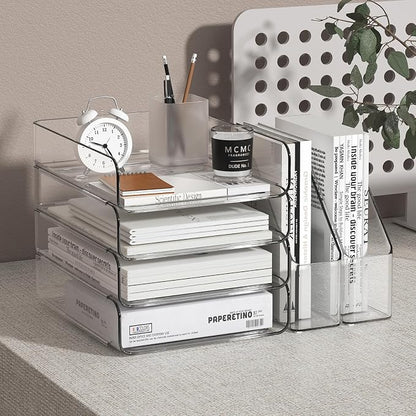4-Tier Brown Acrylic Paper Tray Organizer - Image 2