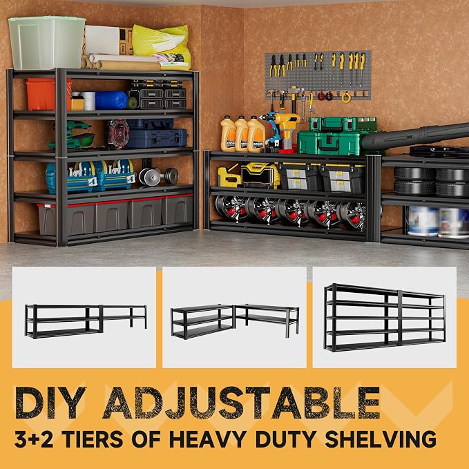 5-Tier 60" W x 20" D x 72" H Garage Shelving Metal Storage Rack 3000LBS Garage - Image 6