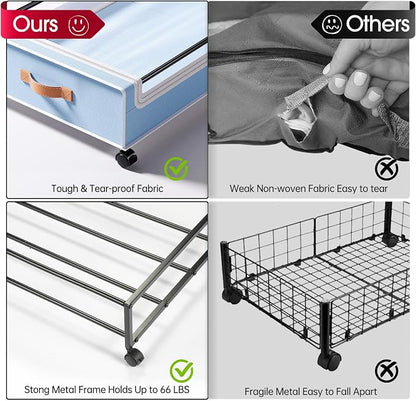 Yecaye Under Bed Storage with Wheels, 2 Pack Under Bed Storage Containers - Image 3