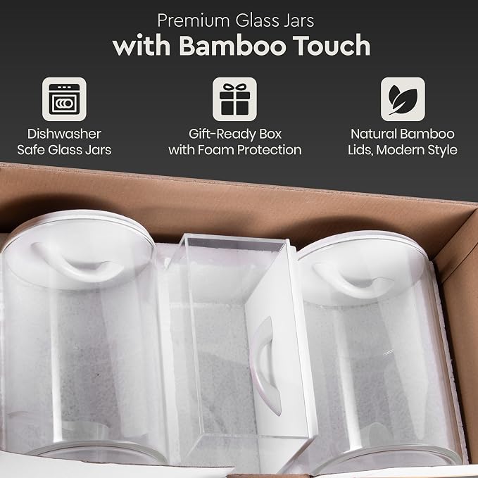 Laundry Pod Storage Container Set | Two 3L Glass Jars & One Acrylic Dryer Sheet - Image 4