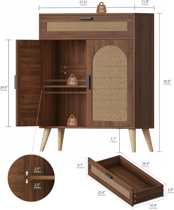 Keehusux Rattan Storage Cabinet - Image 2