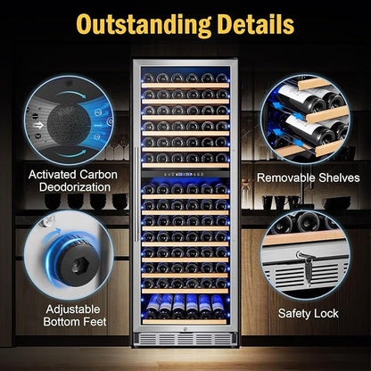 Wine Cooler Refrigerator 24 Inch, 180 Bottles Large Wine Fridge Dual Zones - Image 8