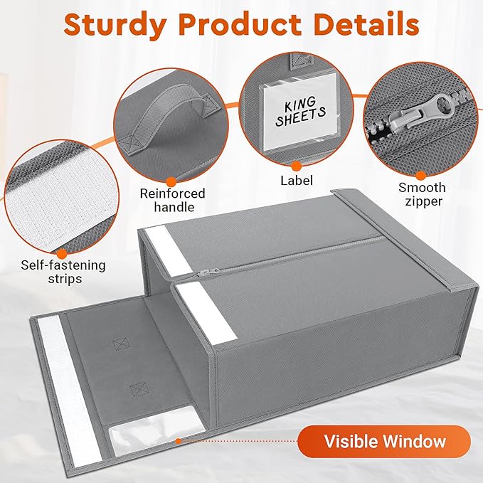 StorageTastic 2 Pack Bed Sheet Closet Organizers and Storage, Sturdy Foldable - Image 5