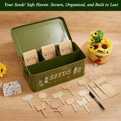 VerdantVibes Metal Seed Storage Organizer Box - Image 2