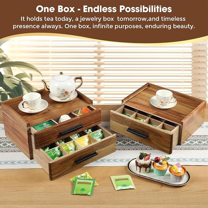 Acacia Wood Tea Bag Organizer - Image 6
