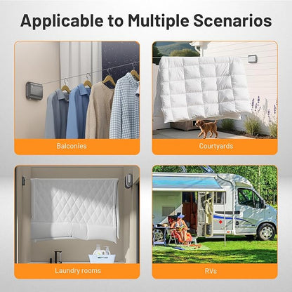 Retractable Clothesline Indoor Outdoor, Non-Sagging Clothes Line Retracting - Image 6