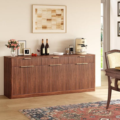 Evermagin 67" Fluted Walnut Sideboard Buffet Cabinet by Evermagin