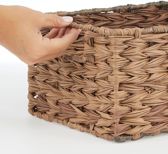 mDesign Woven Farmhouse Kitchen Pantry Food Storage Organizer Basket Bin Box - Image 5