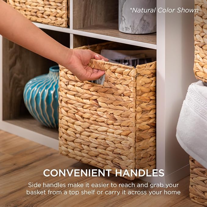 Best Choice Products 10.5x10.5in Pack of 5 Cube Storage Baskets, Water Hyacinth - Image 7