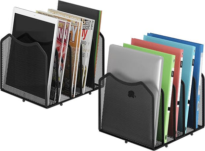 Simple Trending Mesh Desktop File Sorter Organizer, 5-Section Bookshelf - Image 2