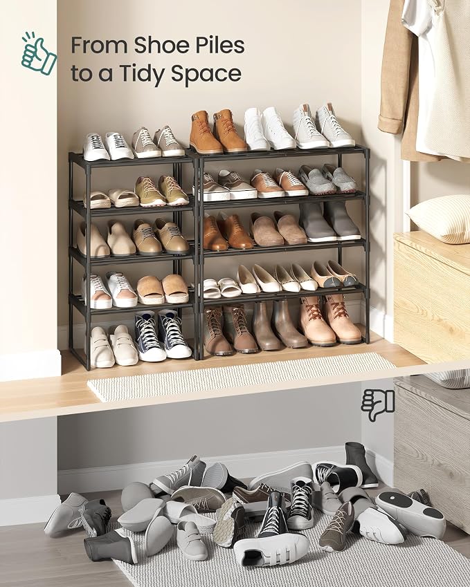 SONGMICS Shoe Rack, 4-Tier Shoe Organizer, Metal Storage Shelf, Upright or - Image 8