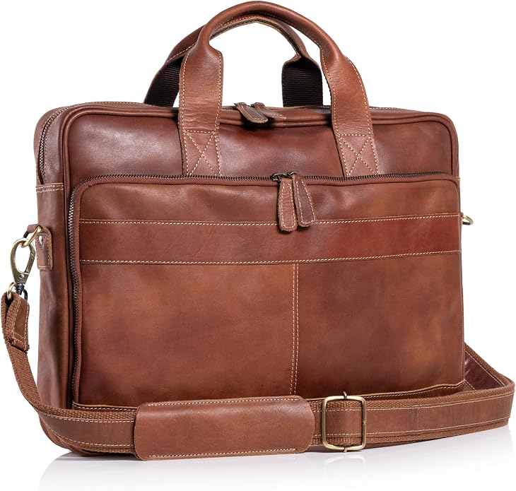KomalC 16 Inch Leather briefcases Laptop Messenger Bags by KomalC