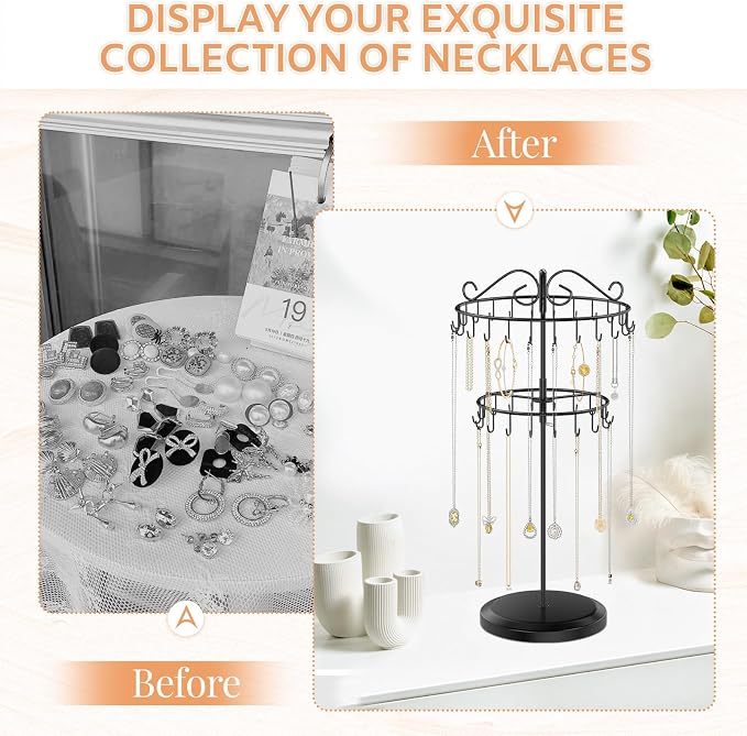 iDavosic.ly 2 Tier Rotating Necklace Holder Organizer - Image 7