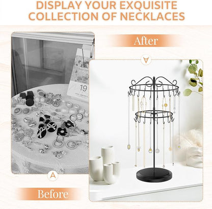 iDavosic.ly 2 Tier Rotating Necklace Holder Organizer - Image 7