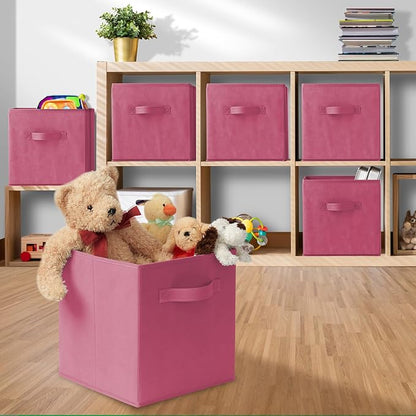 Casafield Set of 6 Collapsible Fabric Cube Storage Bins, Hot Pink - Image 5