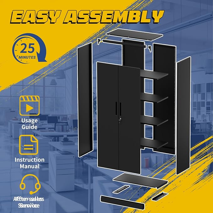Metal Garage Storage Cabinet, Home Office, Office Cabinet - Image 7