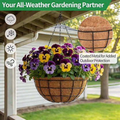 14 Inch Hanging Planters for Outdoor Plants, 4 Pack Large Hanging Baskets | - Image 6