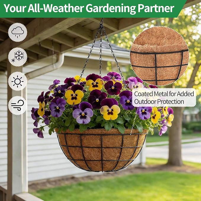 16 Inch Hanging Planters for Outdoor Plants, 2 Pack Large Hanging Baskets | - Image 6